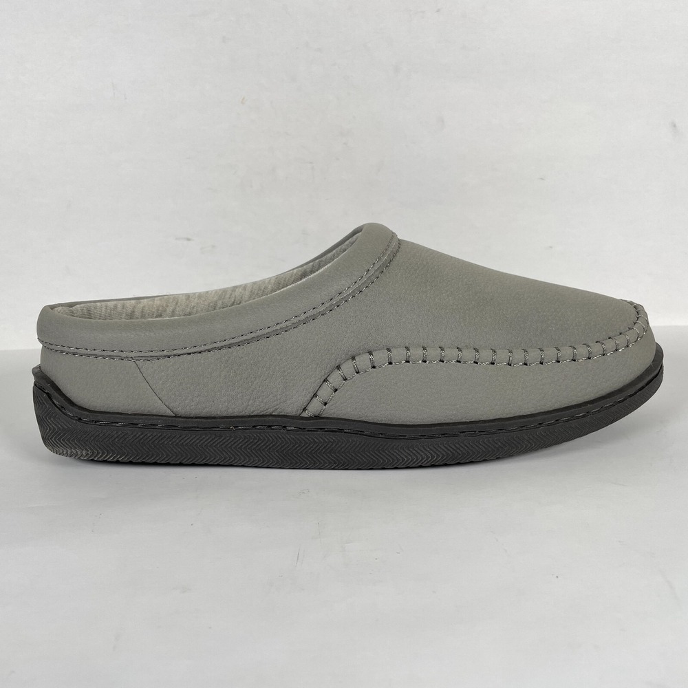My Slippers Mules Womens Size 9 Gray Leather Moccasins Slip On Shoes My Pillow